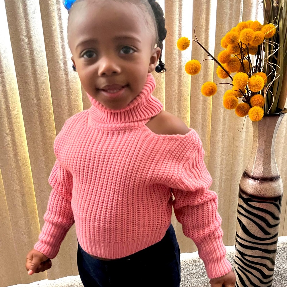 Blush Pink Knit sweater with peekaboo sleeve.Size 2T